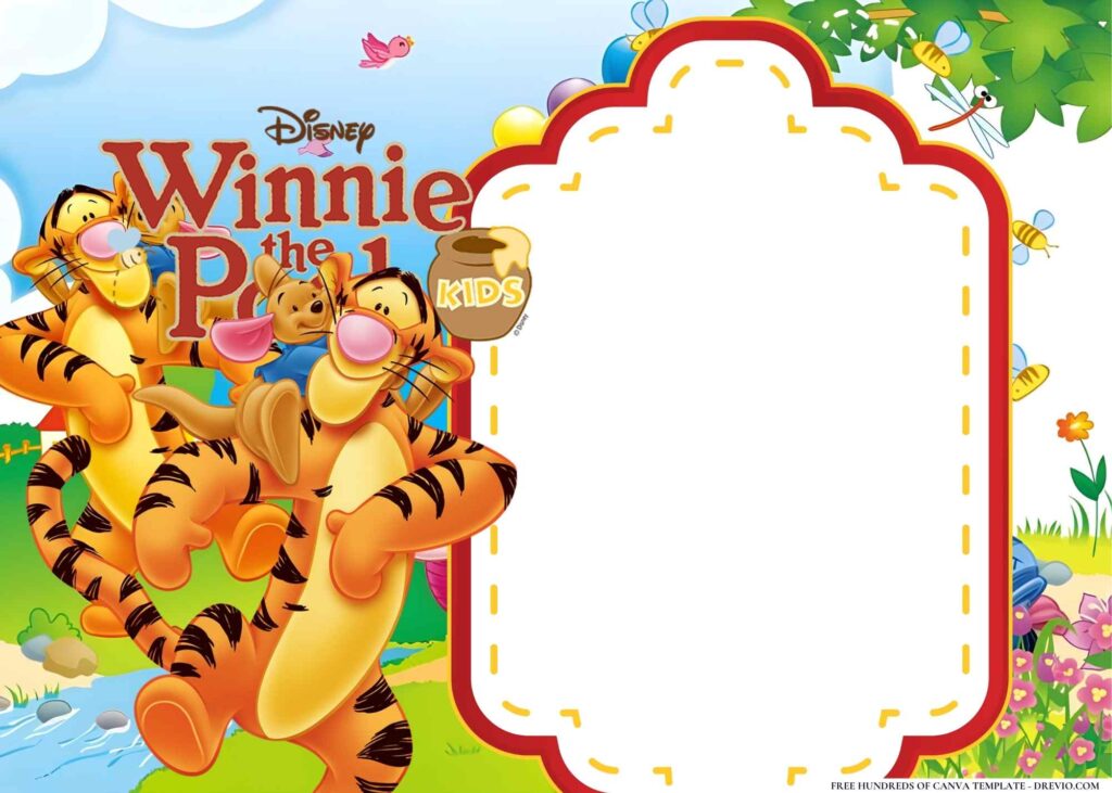 FREE Winnie the Pooh Birthday Canva Templates 14 1