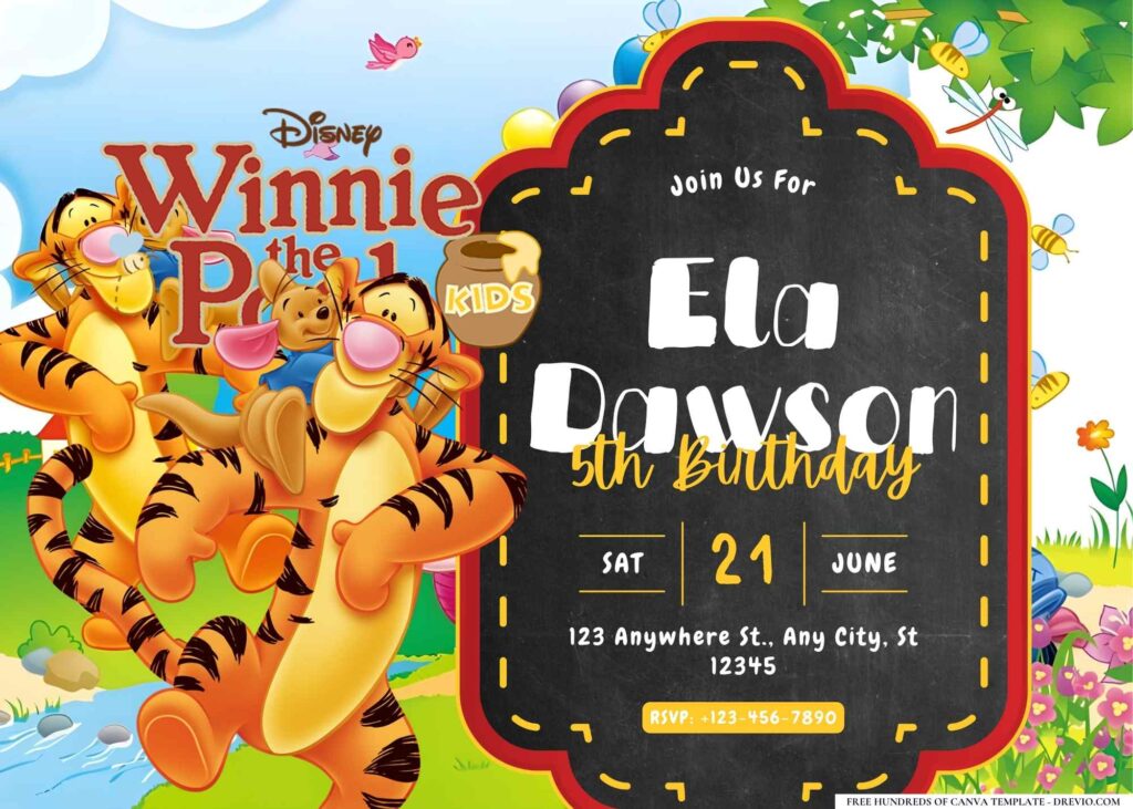 FREE Editable Winnie the Pooh Birthday Invitation