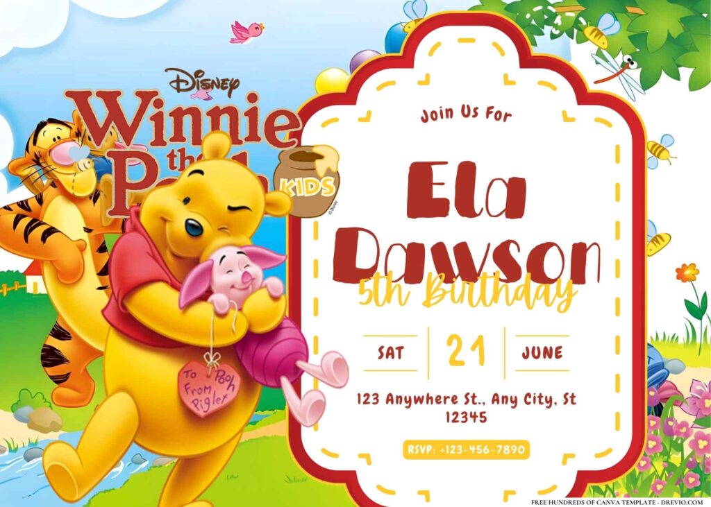 FREE Editable Winnie the Pooh Birthday Invitation