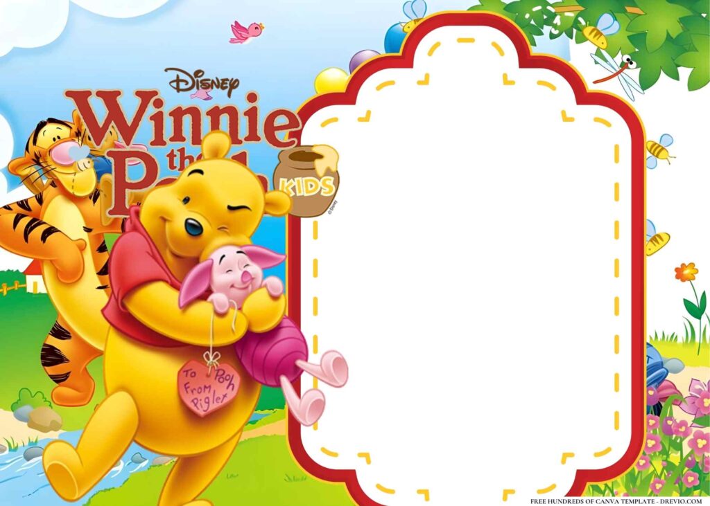 FREE Winnie the Pooh Birthday Canva Templates 18