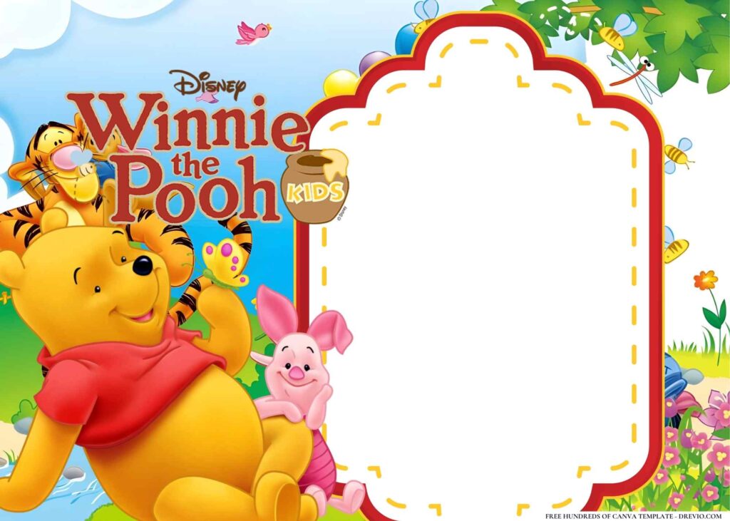 FREE Winnie the Pooh Birthday Canva Templates 2 1