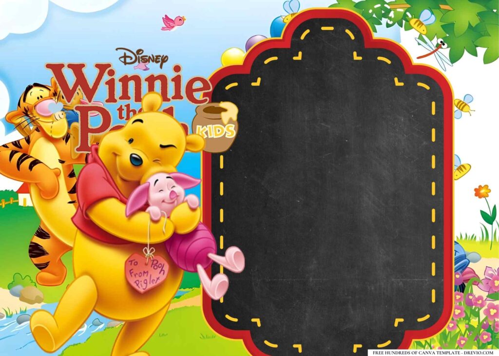 FREE Winnie the Pooh Birthday Canva Templates 20