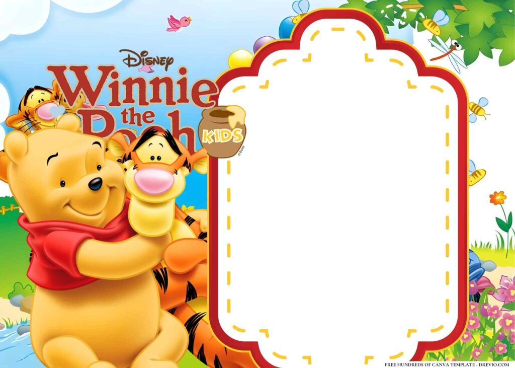 FREE Winnie the Pooh Birthday Canva Templates 22