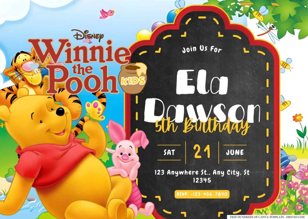 FREE Editable Winnie the Pooh Birthday Invitation
