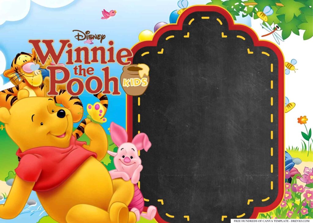 FREE Winnie the Pooh Birthday Canva Templates 4 1