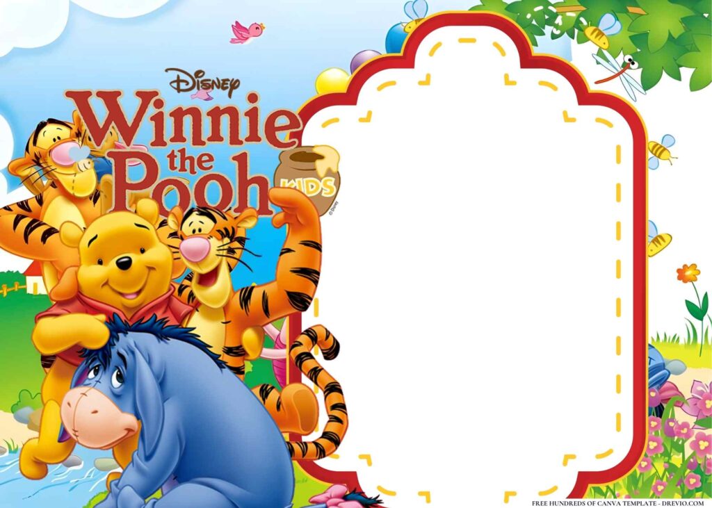 FREE Winnie the Pooh Birthday Canva Templates 6 1