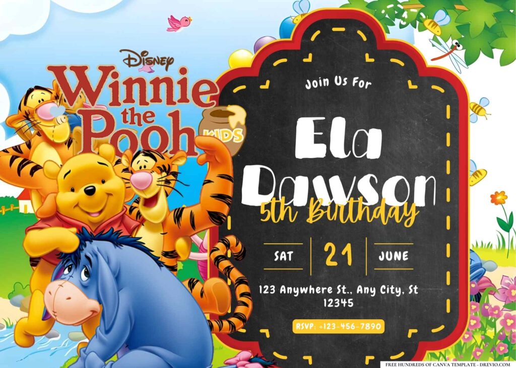 FREE Editable Winnie the Pooh Birthday Invitation