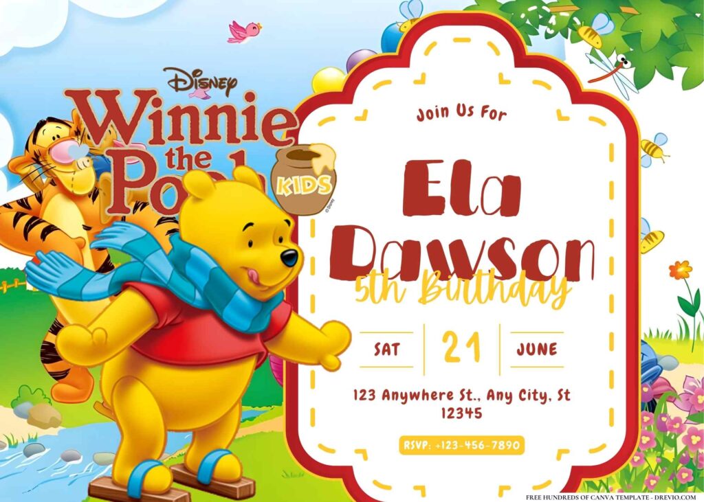 FREE Editable Winnie the Pooh Birthday Invitation