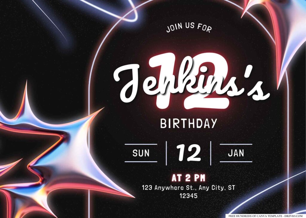FREE Editable Glow in the Dark Party Birthday Invitation