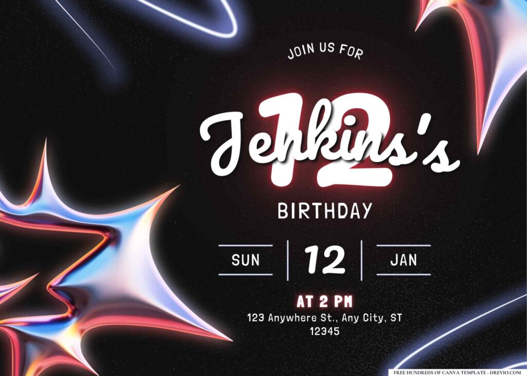 FREE Editable Glow in the Dark Party Birthday Invitation