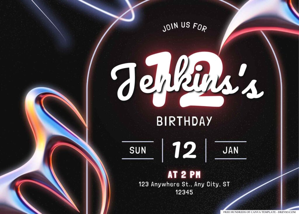 FREE Editable Glow in the Dark Party Birthday Invitation