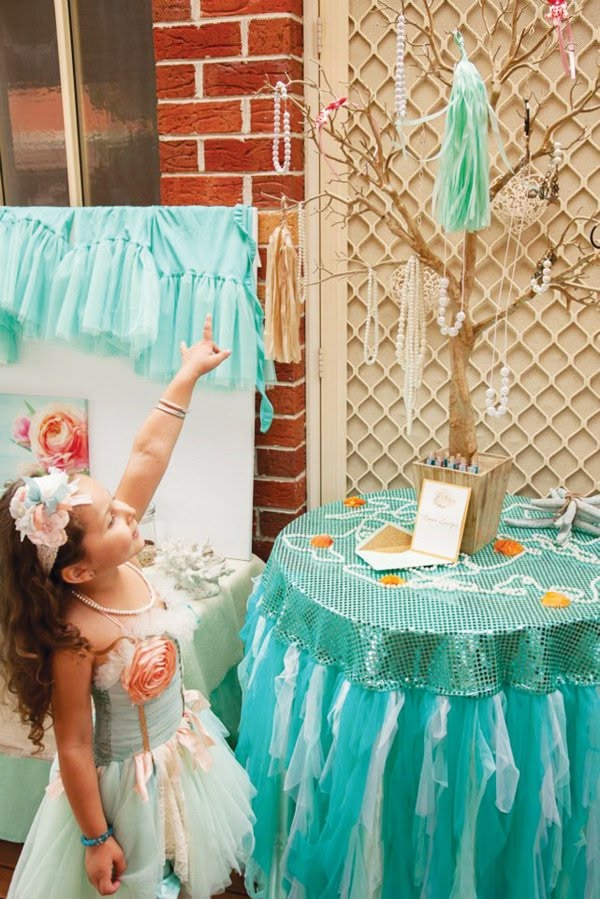 Little Mermaid party invitation with Flounder, Sebastian, dolphins, coral garden, and underwater bubbles