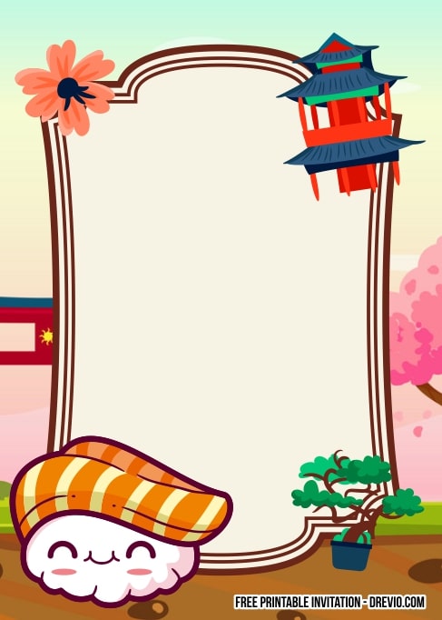 FREE Editable Japanese Picnic Birthday Invitation