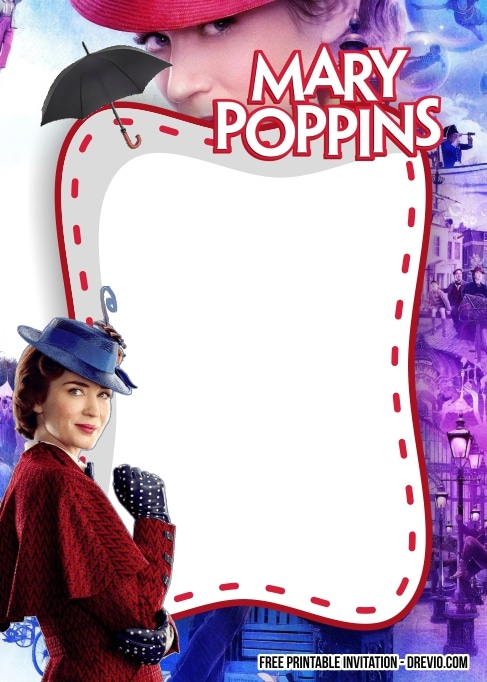 FREE Editable Mary Poppins Birthday Invitation