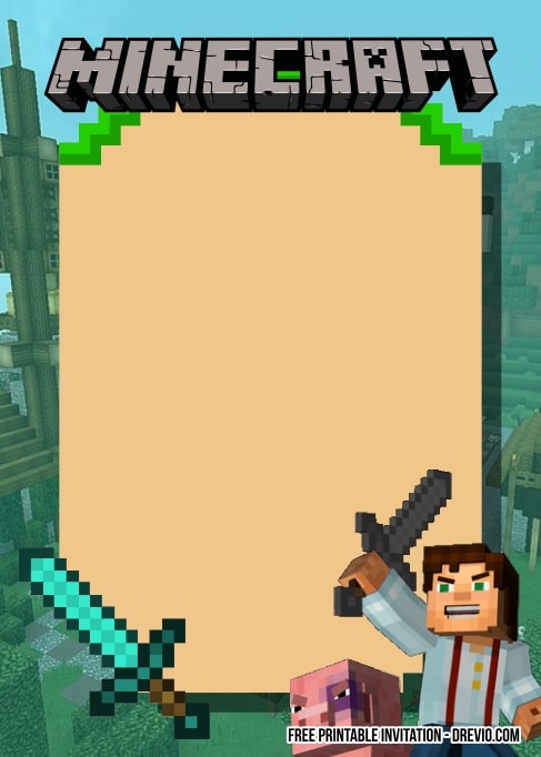 FREE Editable Minecraft Birthday Invitation