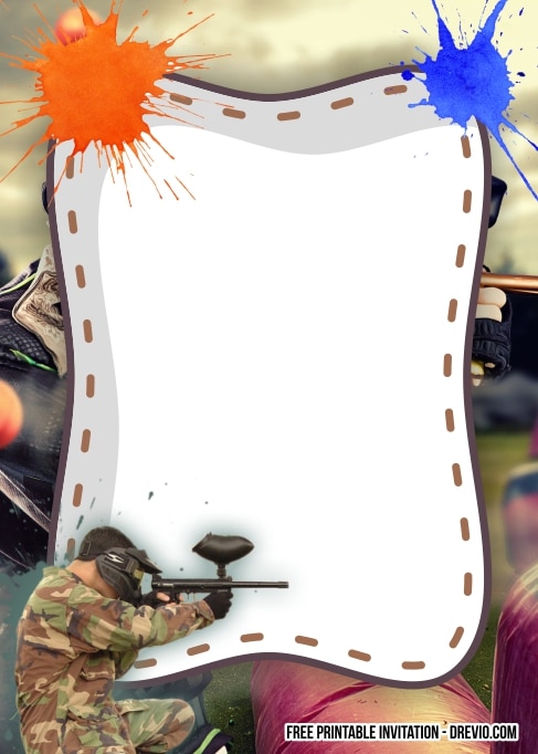 FREE Editable Paintball Birthday Invitation