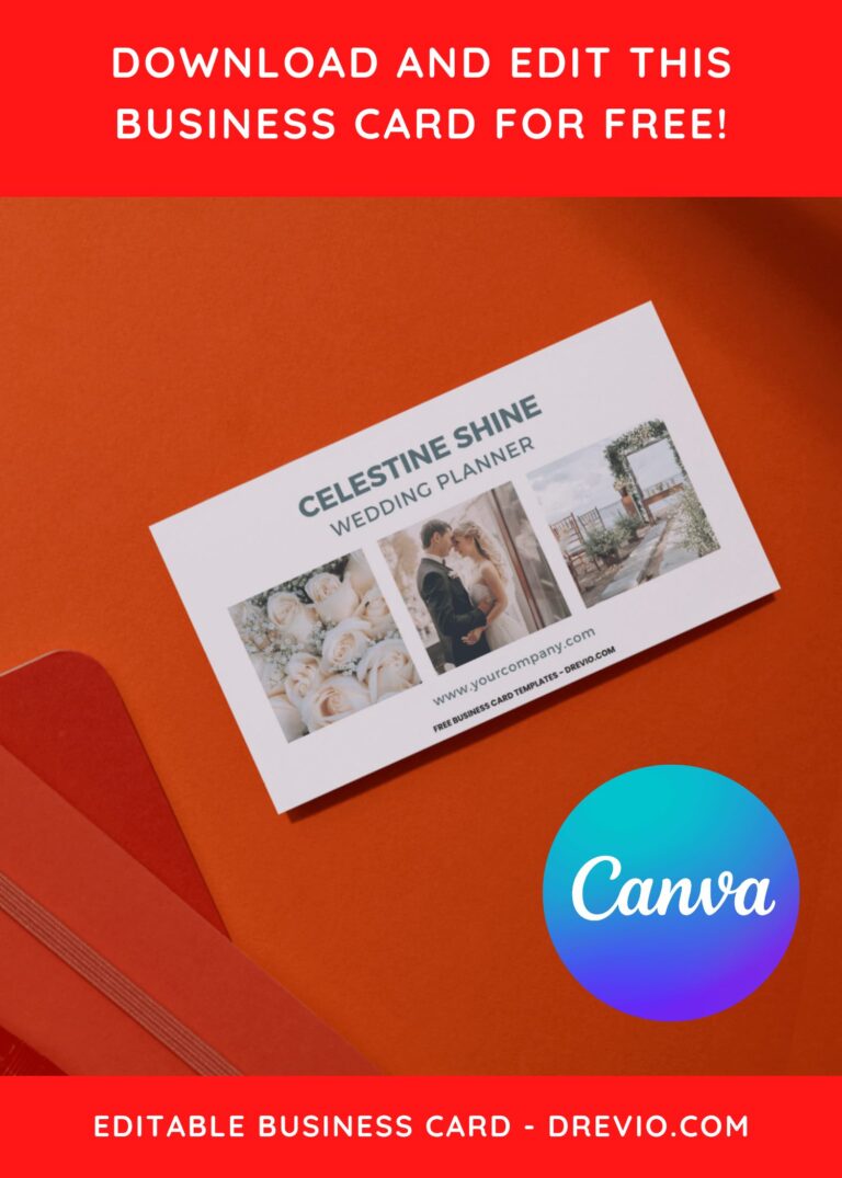 10+ Aesthetic Photo-Grid Wedding Planner Canva Business Card Templates H