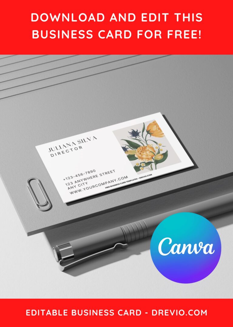 10+ Stylish Tulip Floral Canva Business Card Templates H