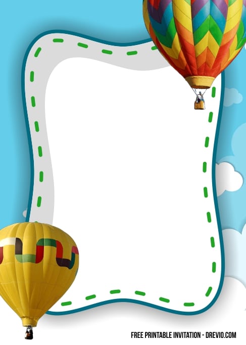 FREE Editable Hot Air Balloon Birthday Invitation