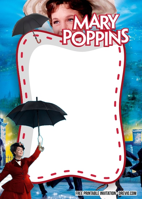 FREE Editable Mary Poppins Birthday Invitation