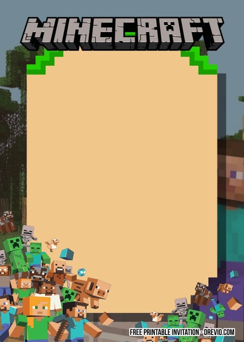 FREE Editable Minecraft Birthday Invitation