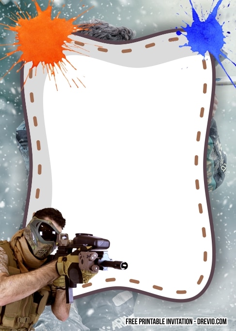 FREE Editable Paintball Birthday Invitation