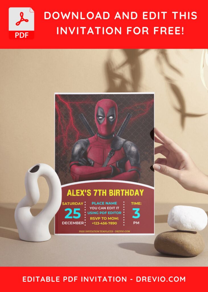 Fun Deadpool Birthday Invitation Templates