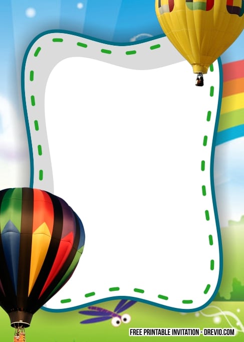 FREE Editable Hot Air Balloon Birthday Invitation