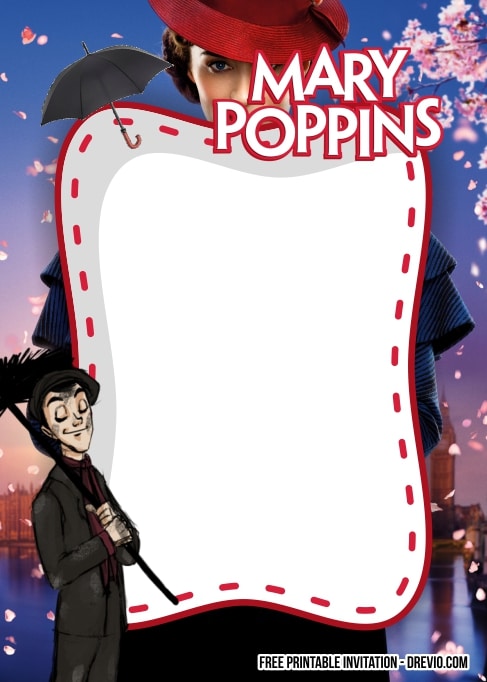 FREE Editable Mary Poppins Birthday Invitation