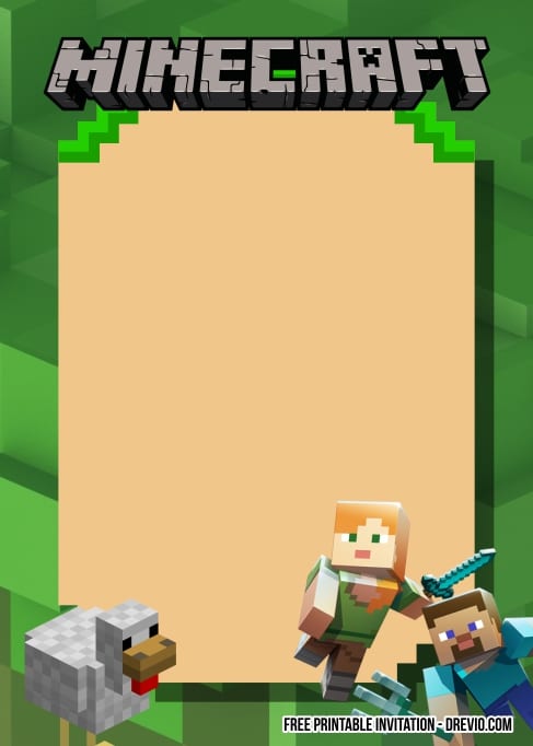 FREE Editable Minecraft Birthday Invitation