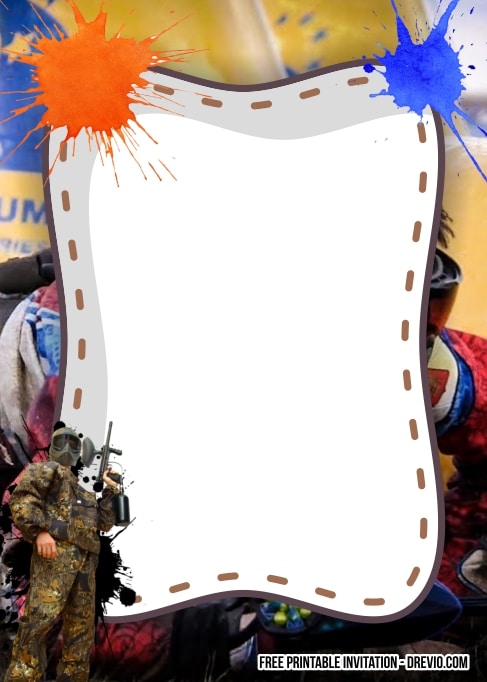 FREE Editable Paintball Birthday Invitation