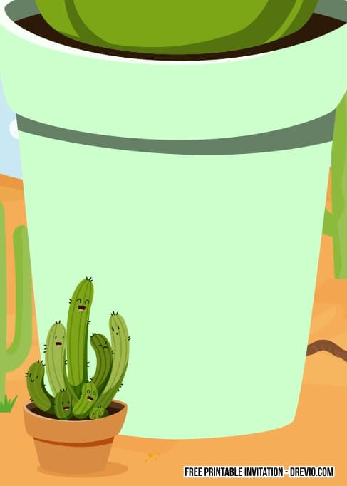FREE Editable Cactus Birthday Invitation