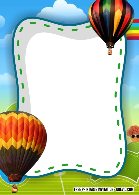 FREE Editable Hot Air Balloon Birthday Invitation