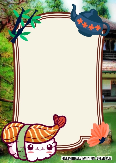 FREE Editable Japanese Picnic Birthday Invitation