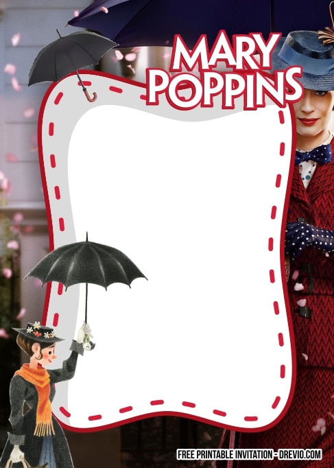 FREE Editable Mary Poppins Birthday Invitation