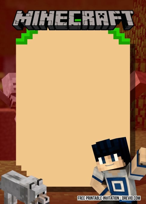 FREE Editable Minecraft Birthday Invitation