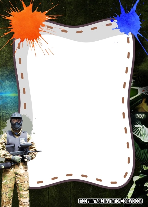 FREE Editable Paintball Birthday Invitation