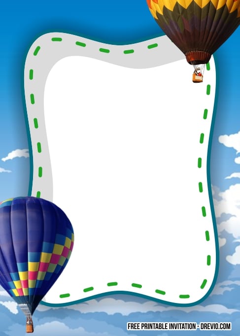 FREE Editable Hot Air Balloon Birthday Invitation