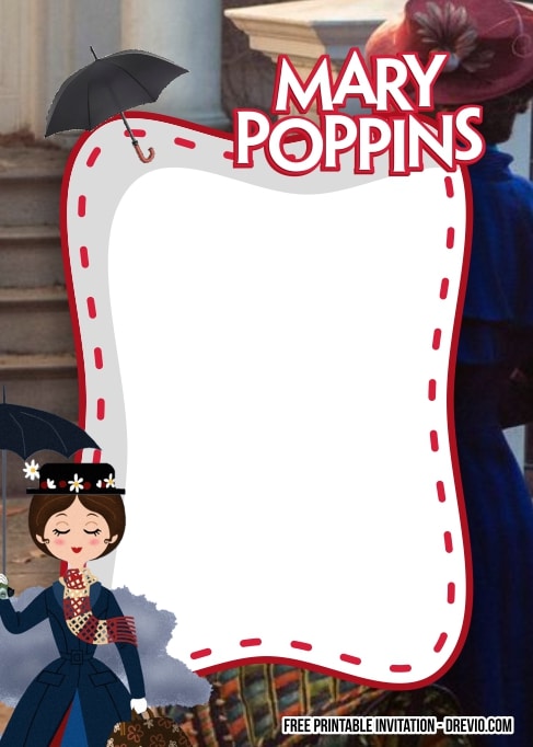 FREE Editable Mary Poppins Birthday Invitation