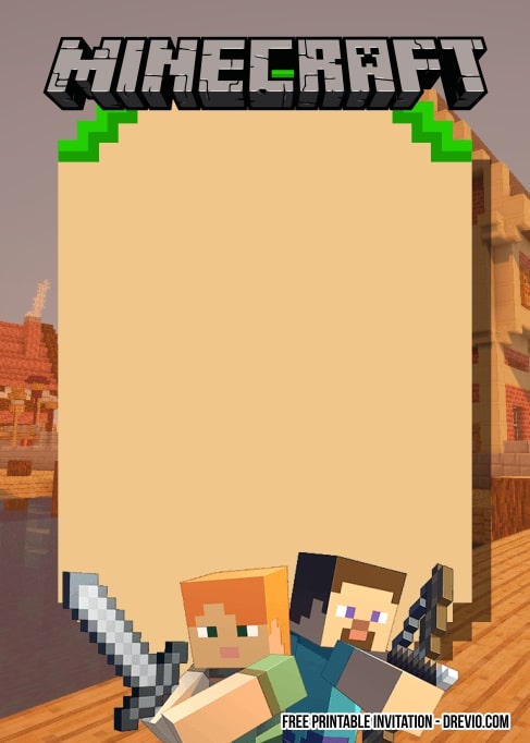 FREE Editable Minecraft Birthday Invitation