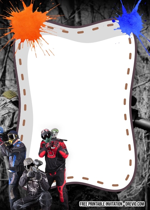 FREE Editable Paintball Birthday Invitation