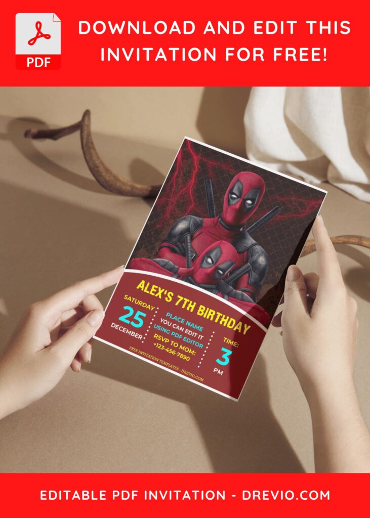 Deadpool Birthday Invitation