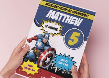 (Free Editable PDF) Comic Style Captain America Birthday Invitation Templates B