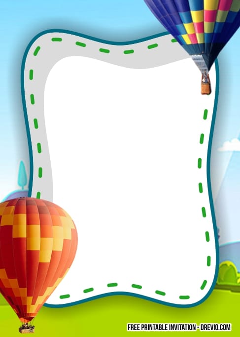 FREE Editable Hot Air Balloon Birthday Invitation