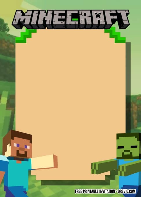 FREE Editable Minecraft Birthday Invitation