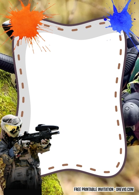 FREE Editable Paintball Birthday Invitation