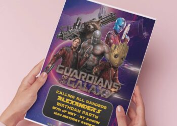(Free Editable PDF) Guardian Of The Galaxy Vol 4 Birthday Invitation Templates H
