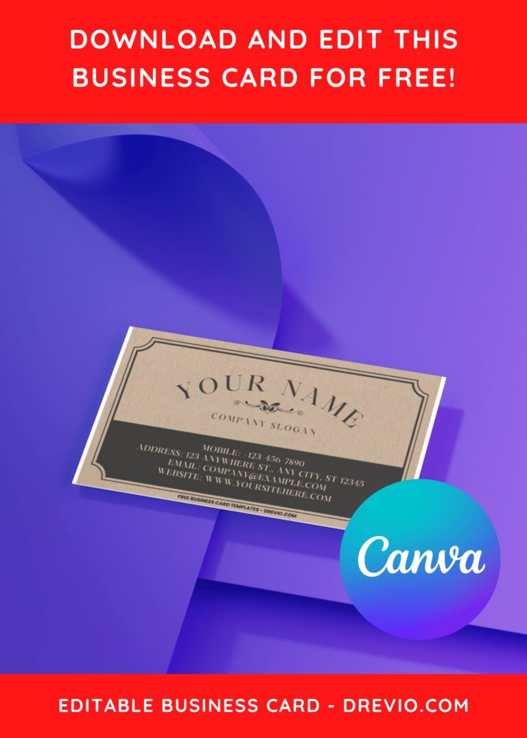 10+ Classic Vintage Retro Style Typography Canva Business Card Templates C