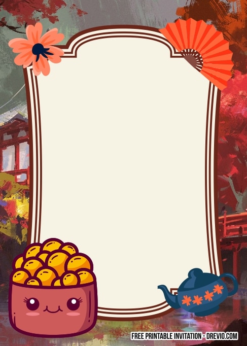 FREE Editable Japanese Picnic Birthday Invitation