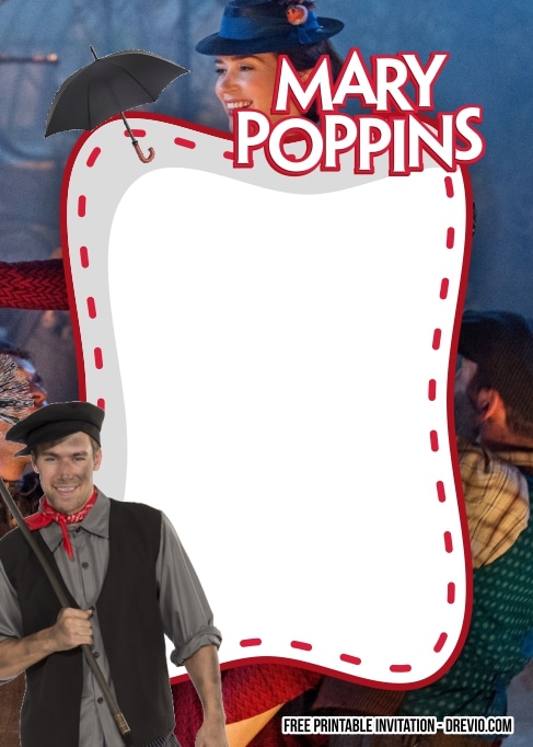 FREE Editable Mary Poppins Birthday Invitation